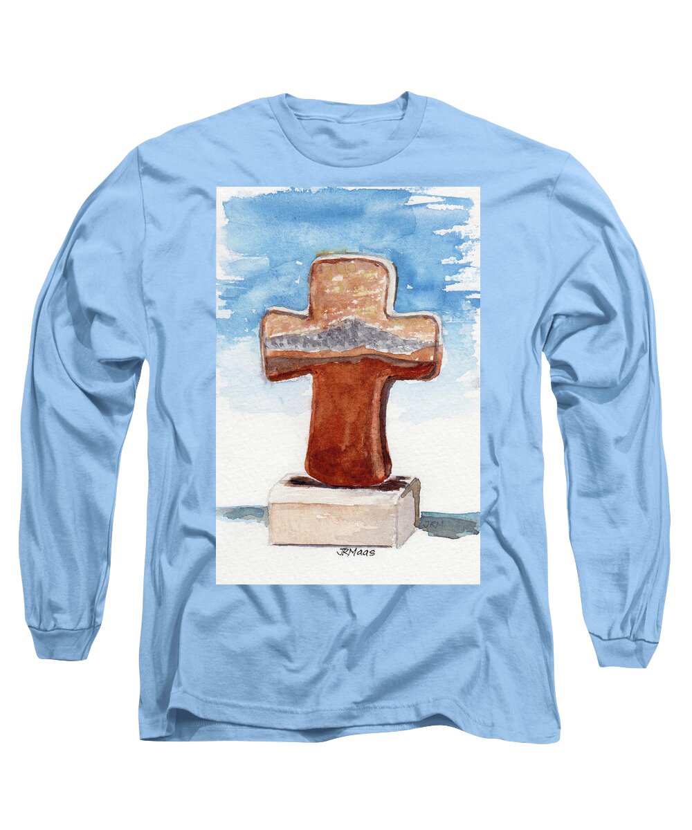 Pottery Long Sleeve T-Shirt featuring the painting Prayer Cross by Julie Maas