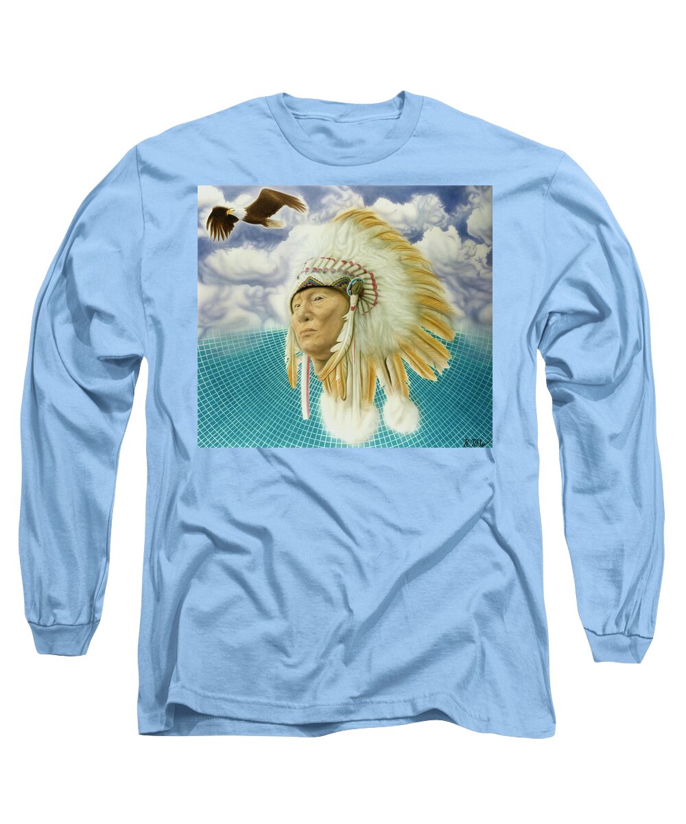 Native American Long Sleeve T-Shirt featuring the painting Proud As An Eagle by Rich Milo