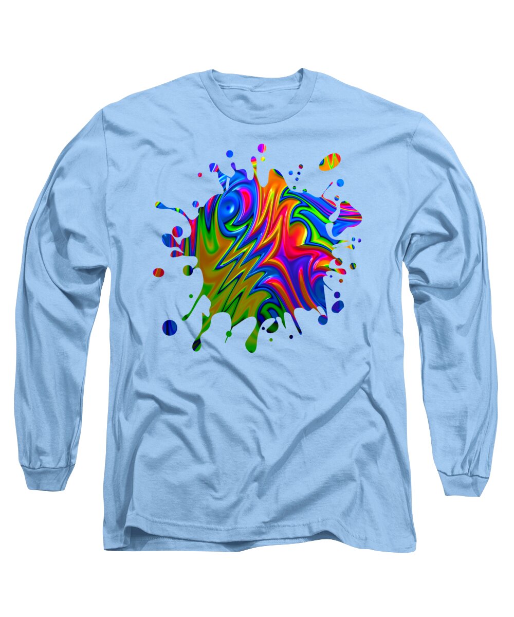 Rainbow Long Sleeve T-Shirt featuring the digital art Psychedelic Rainbow Fractal by Becky Herrera