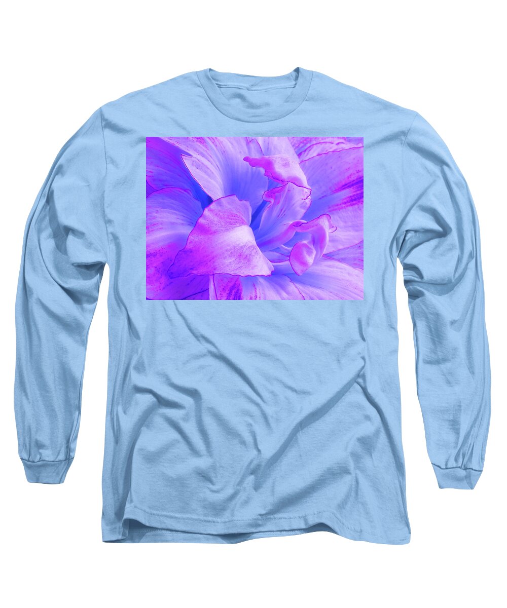 Purple Flower Long Sleeve T-Shirt featuring the photograph Purple Petals Abstract by Gill Billington