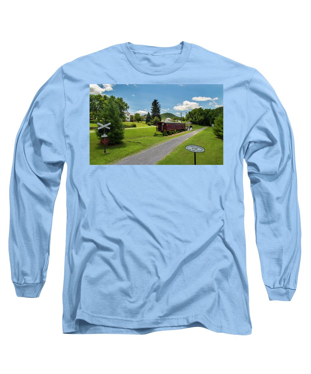 Buchanan Long Sleeve T-Shirt featuring the photograph Rail Car Inn Virginia by Star City SkyCams