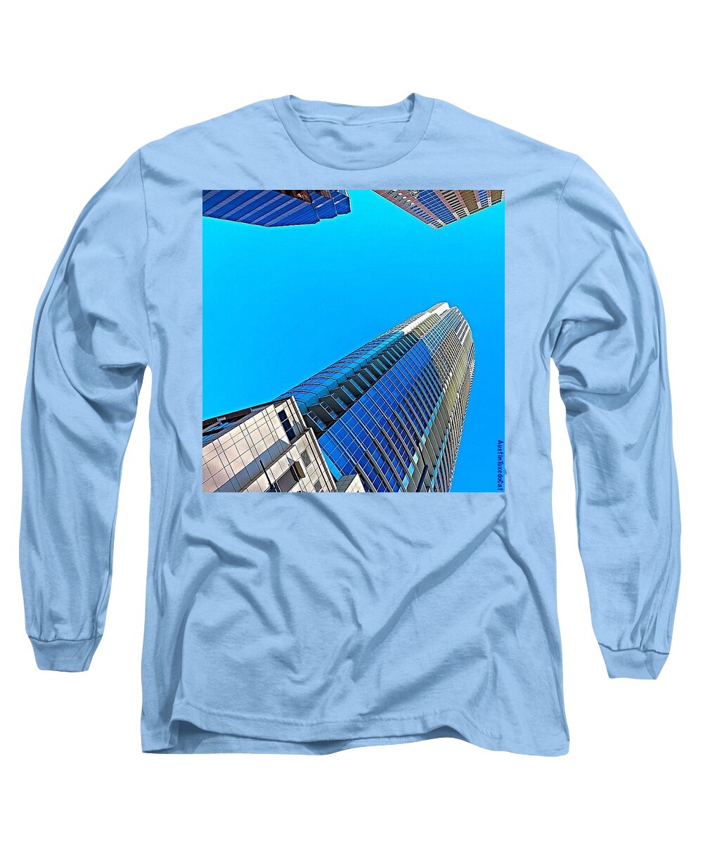 Urban Long Sleeve T-Shirt featuring the photograph Reach For The #sky. #keepaustinweird by Austin Tuxedo Cat