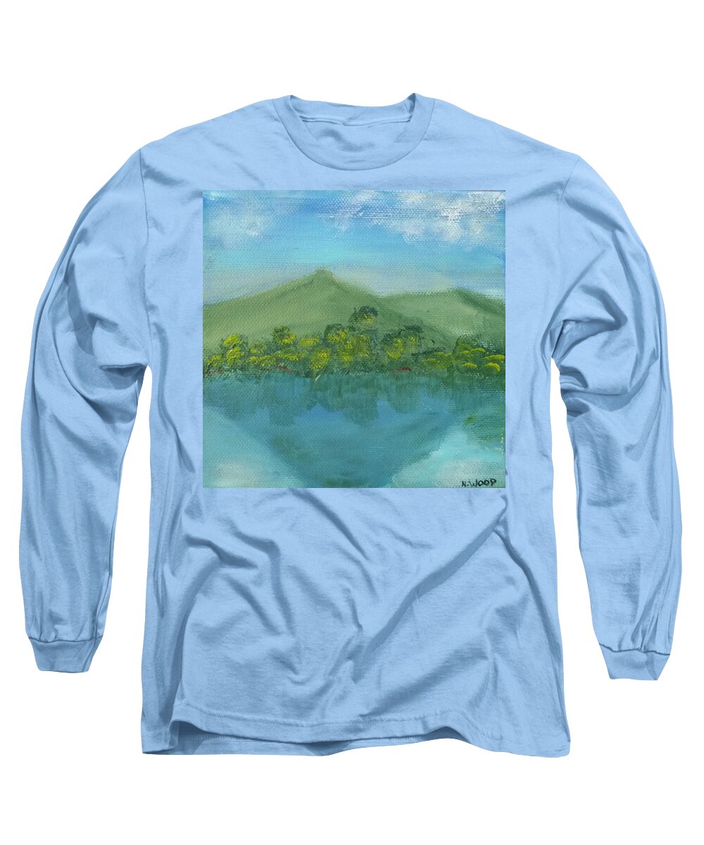 Mountain Long Sleeve T-Shirt featuring the painting Reflections by Nancy Sisco