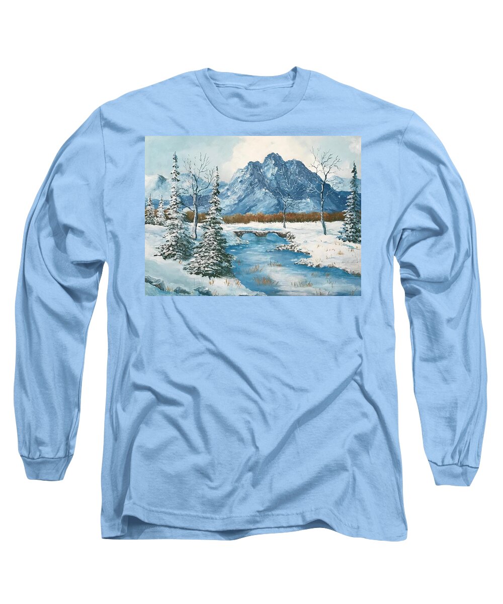 Nez Perce Long Sleeve T-Shirt featuring the painting Nez Perce Mountains by ML McCormick