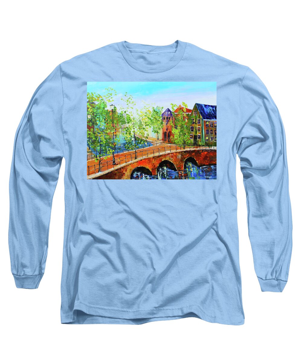 City Paintings Long Sleeve T-Shirt featuring the painting River Runs Through It by Kevin Brown