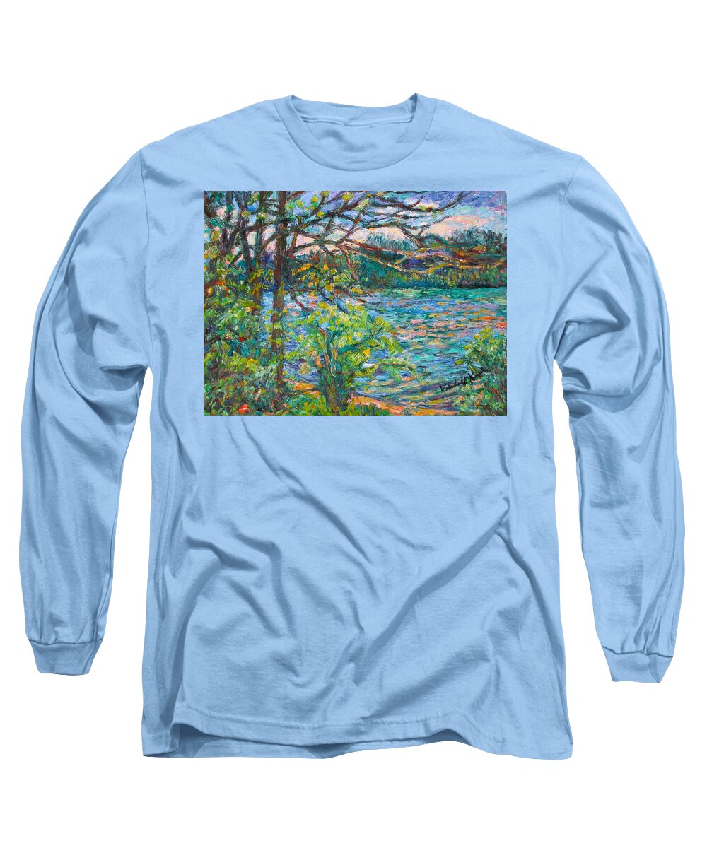 Rivers Long Sleeve T-Shirt featuring the painting Riverview Spring by Kendall Kessler
