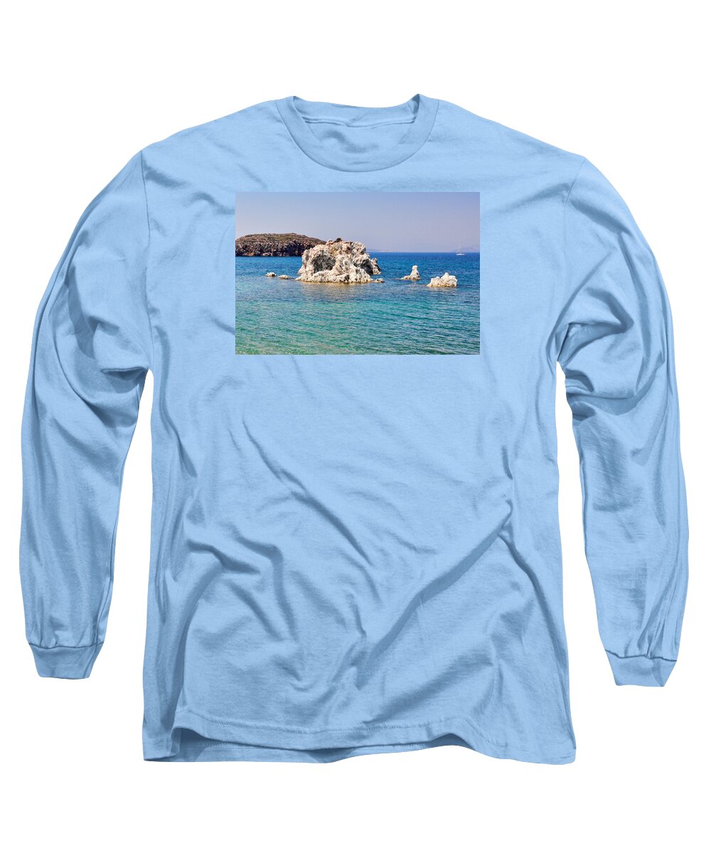 Kimolos Long Sleeve T-Shirt featuring the photograph Rock formations in Kimolos - Greece by Constantinos Iliopoulos