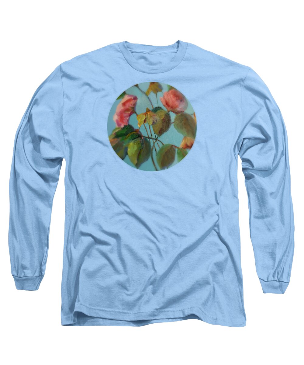 Floral Painting Long Sleeve T-Shirt featuring the painting Roses and Wildflowers by Mary Wolf