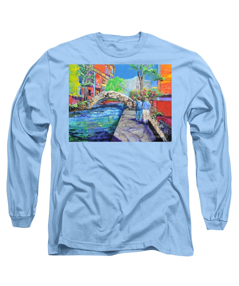 City Long Sleeve T-Shirt featuring the painting San Antonio by Jodie Marie Anne Richardson Traugott     aka jm-ART