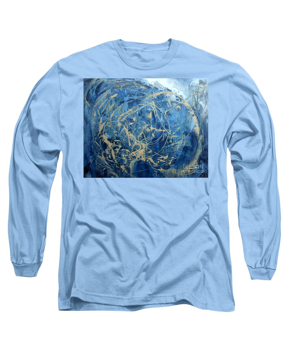 Abstract Long Sleeve T-Shirt featuring the painting Searching by Valerie Travers