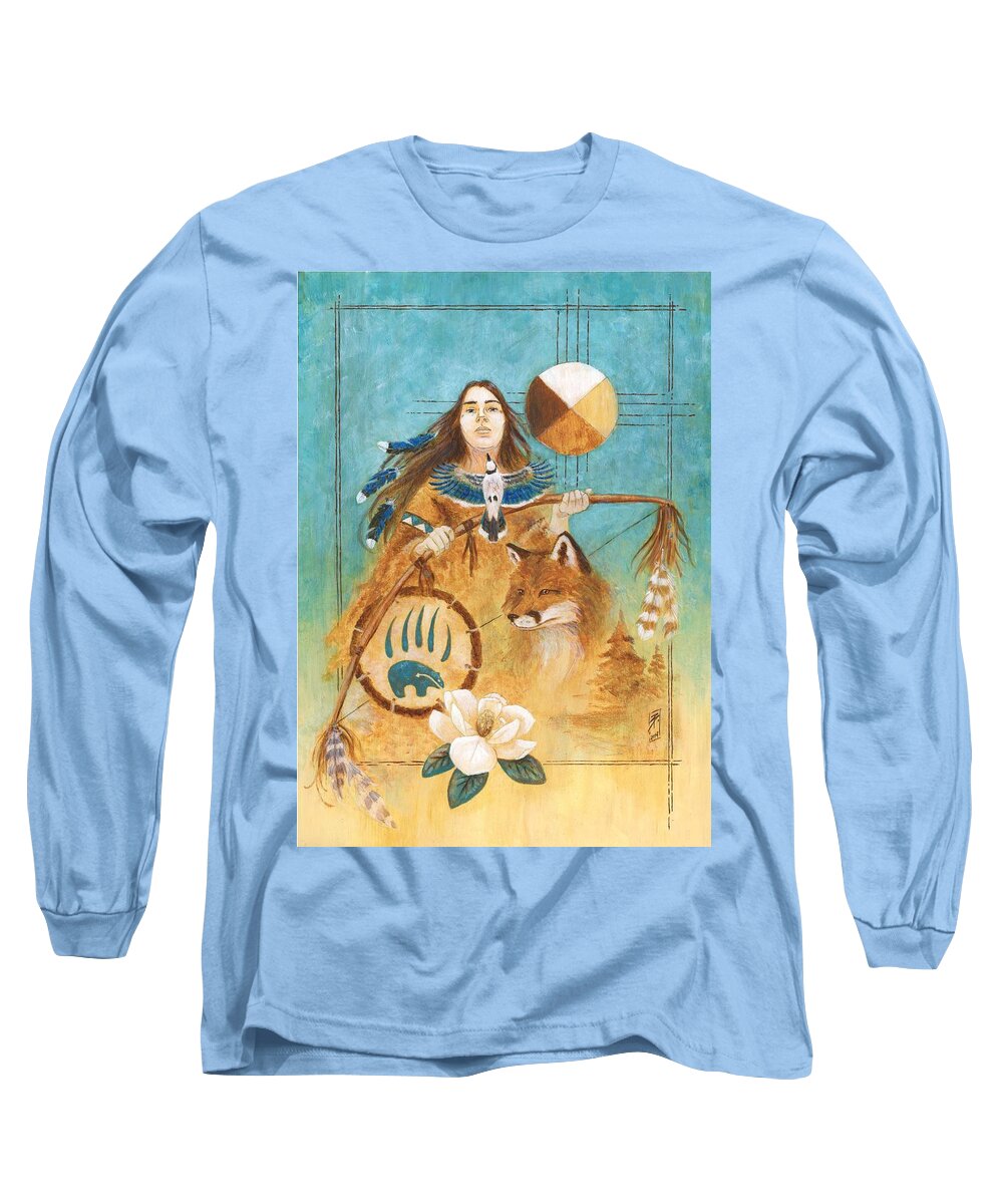Brandy Woods Long Sleeve T-Shirt featuring the painting Shaman's Path by Brandy Woods
