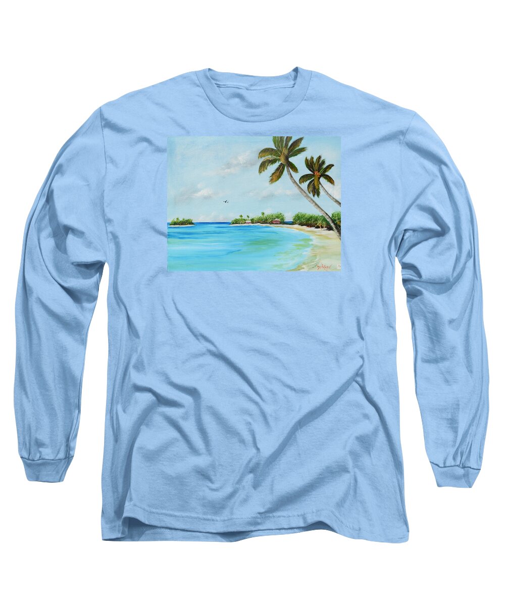Paradise Long Sleeve T-Shirt featuring the painting Somewhere In Paradise by Lloyd Dobson