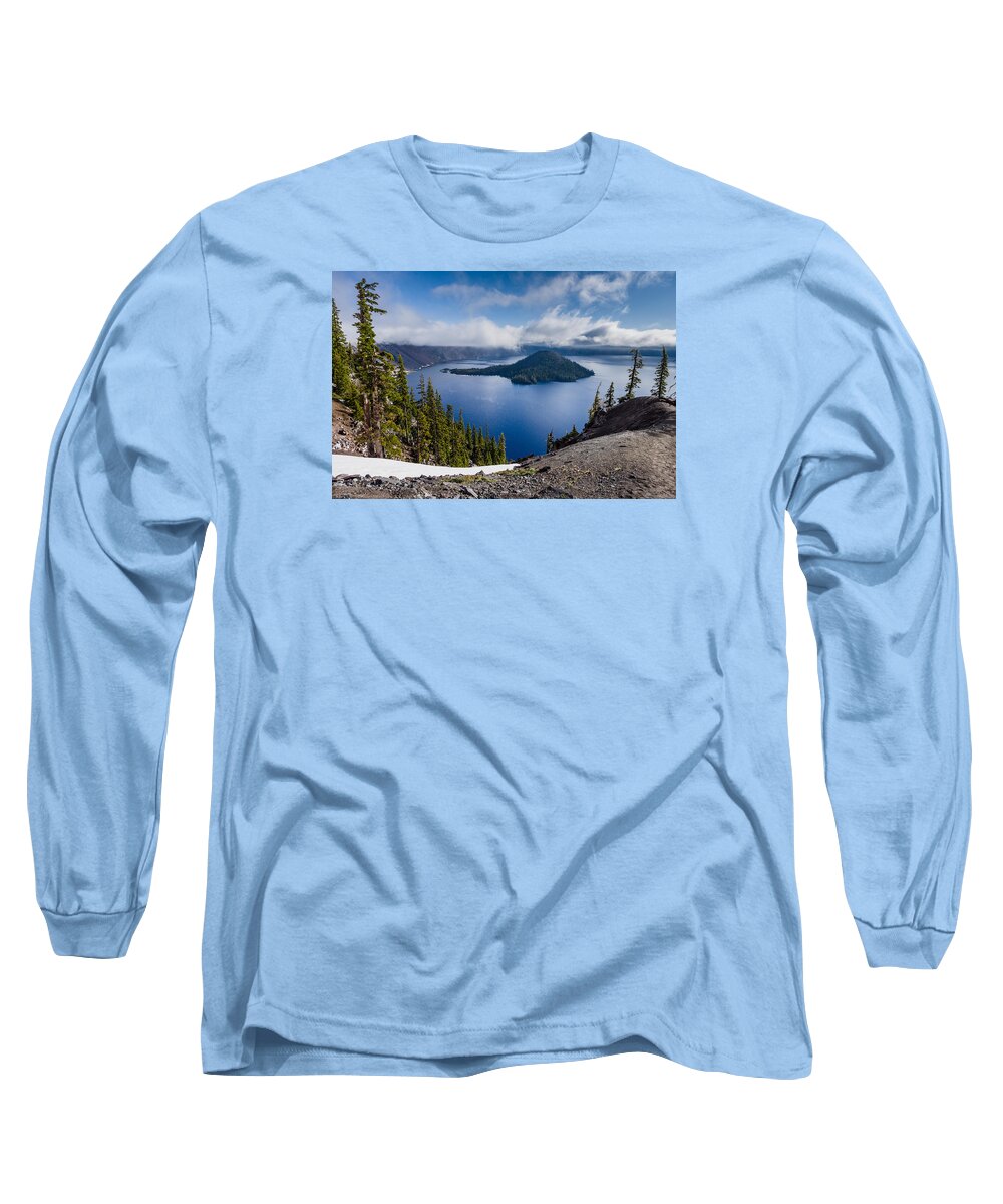 Crater Lake Long Sleeve T-Shirt featuring the photograph Spring Morning at Discovery Point by Greg Nyquist