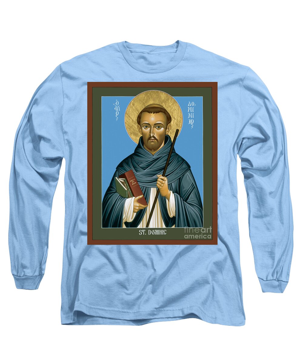 St. Dominic Guzman Long Sleeve T-Shirt featuring the painting St. Dominic Guzman - RLDMG by Br Robert Lentz OFM