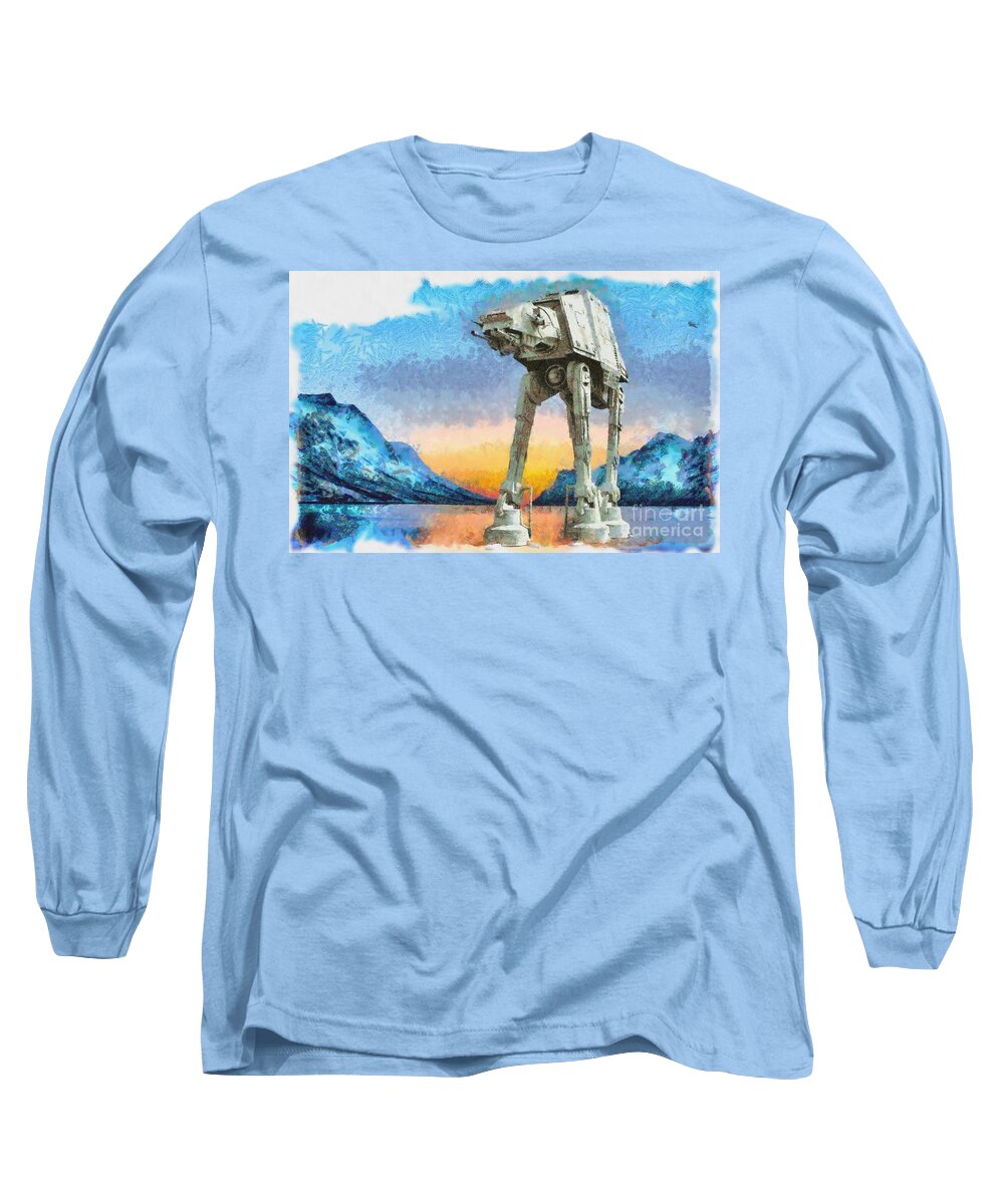 Science Fiction Long Sleeve T-Shirt featuring the photograph AT-AT Sunrise on Hoth by Edward Fielding