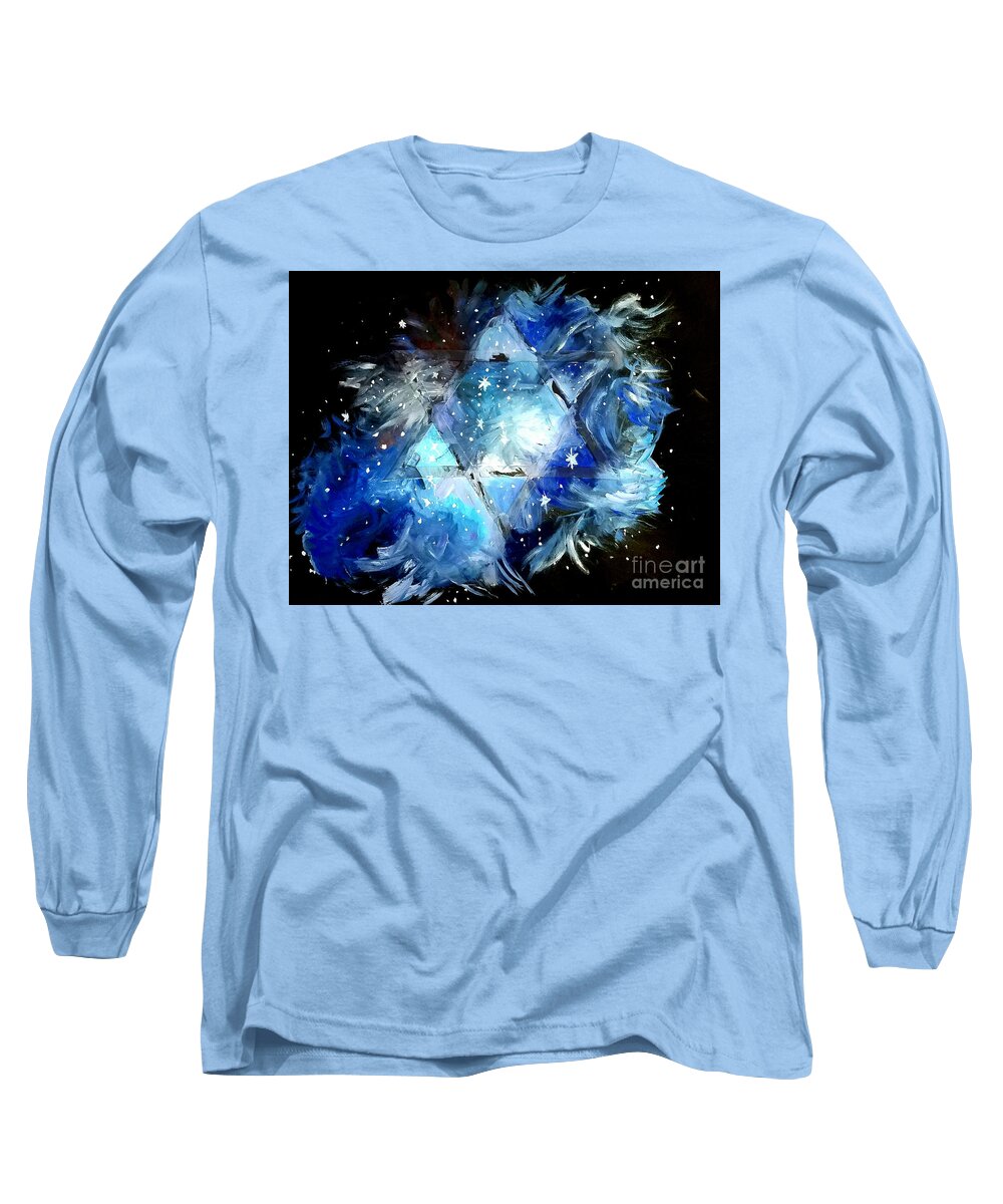 Stars Of David Long Sleeve T-Shirt featuring the digital art Stars Of David by Curtis Sikes
