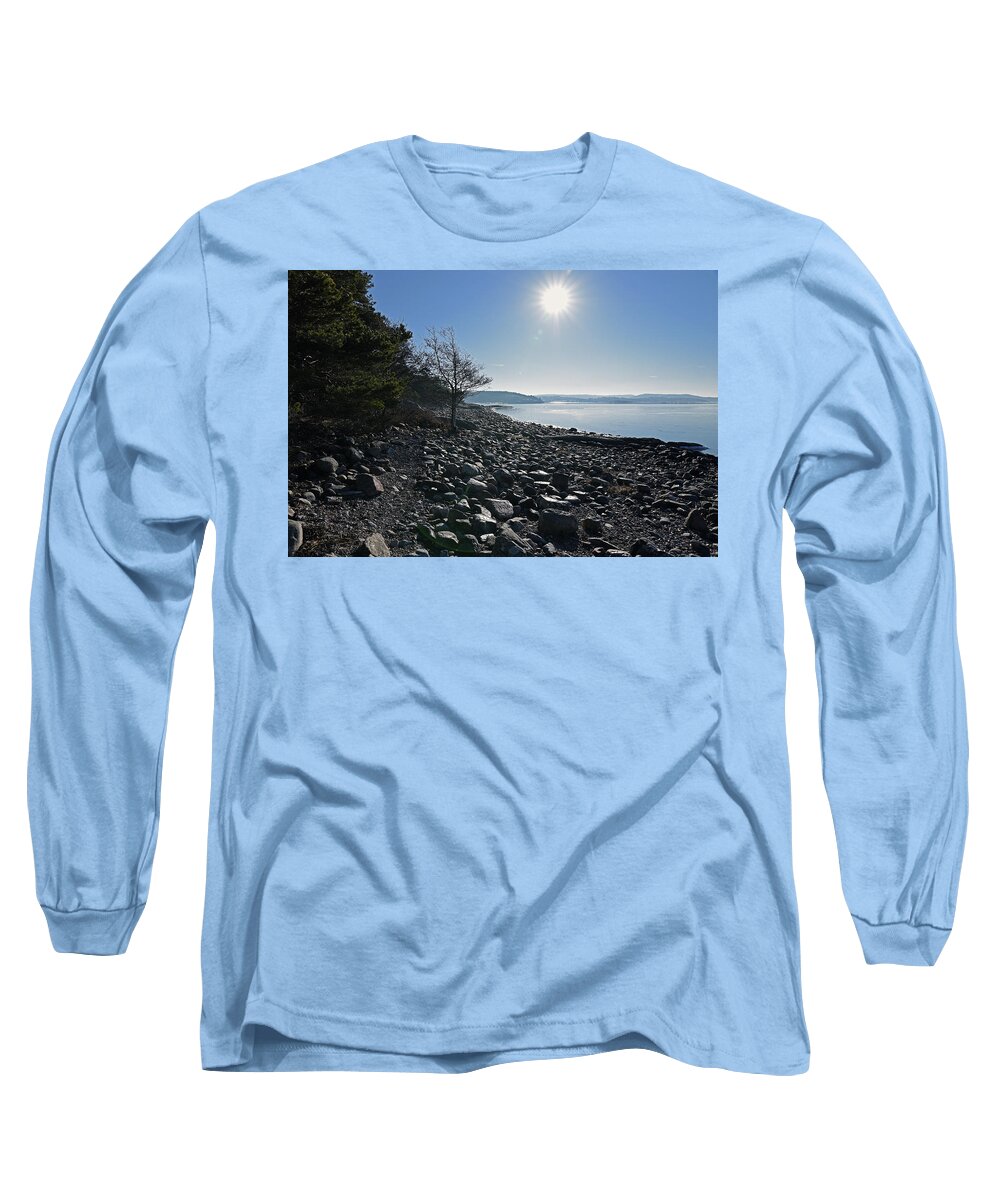Sweden Long Sleeve T-Shirt featuring the pyrography Stone beach by Magnus Haellquist