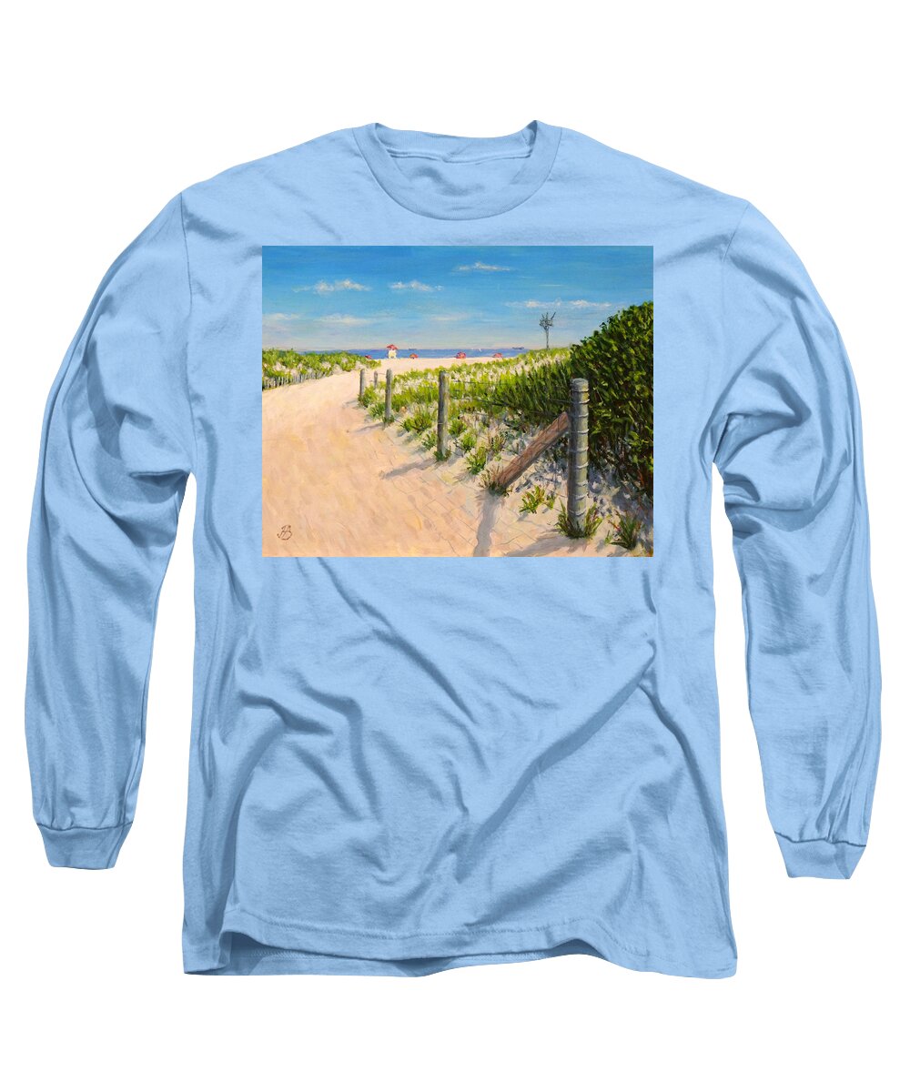 Beach Scene Long Sleeve T-Shirt featuring the painting Summer 12-28-13 by Joe Bergholm
