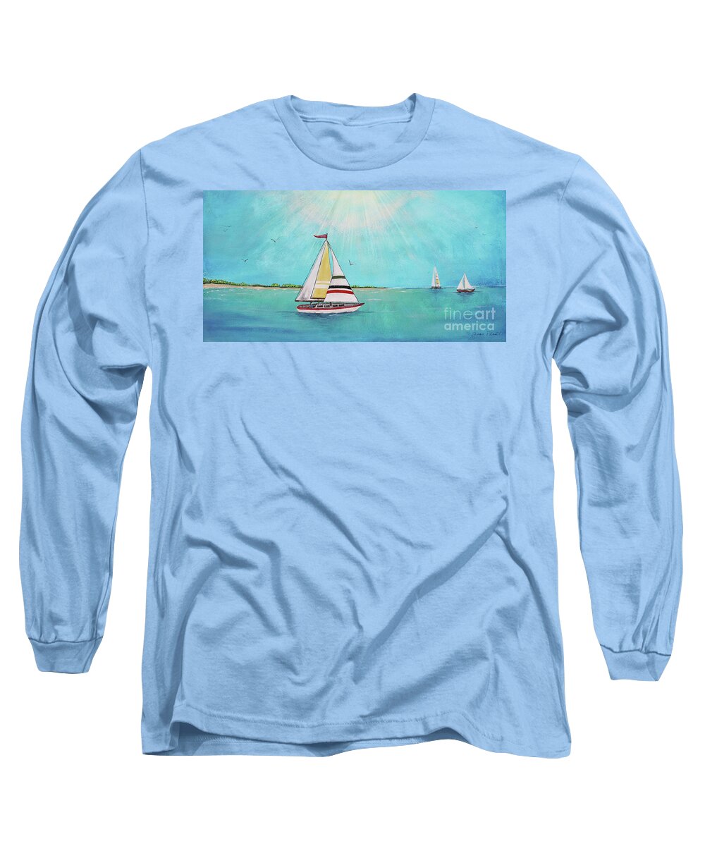 Summer Long Sleeve T-Shirt featuring the painting Summer Breeze-B by Jean Plout