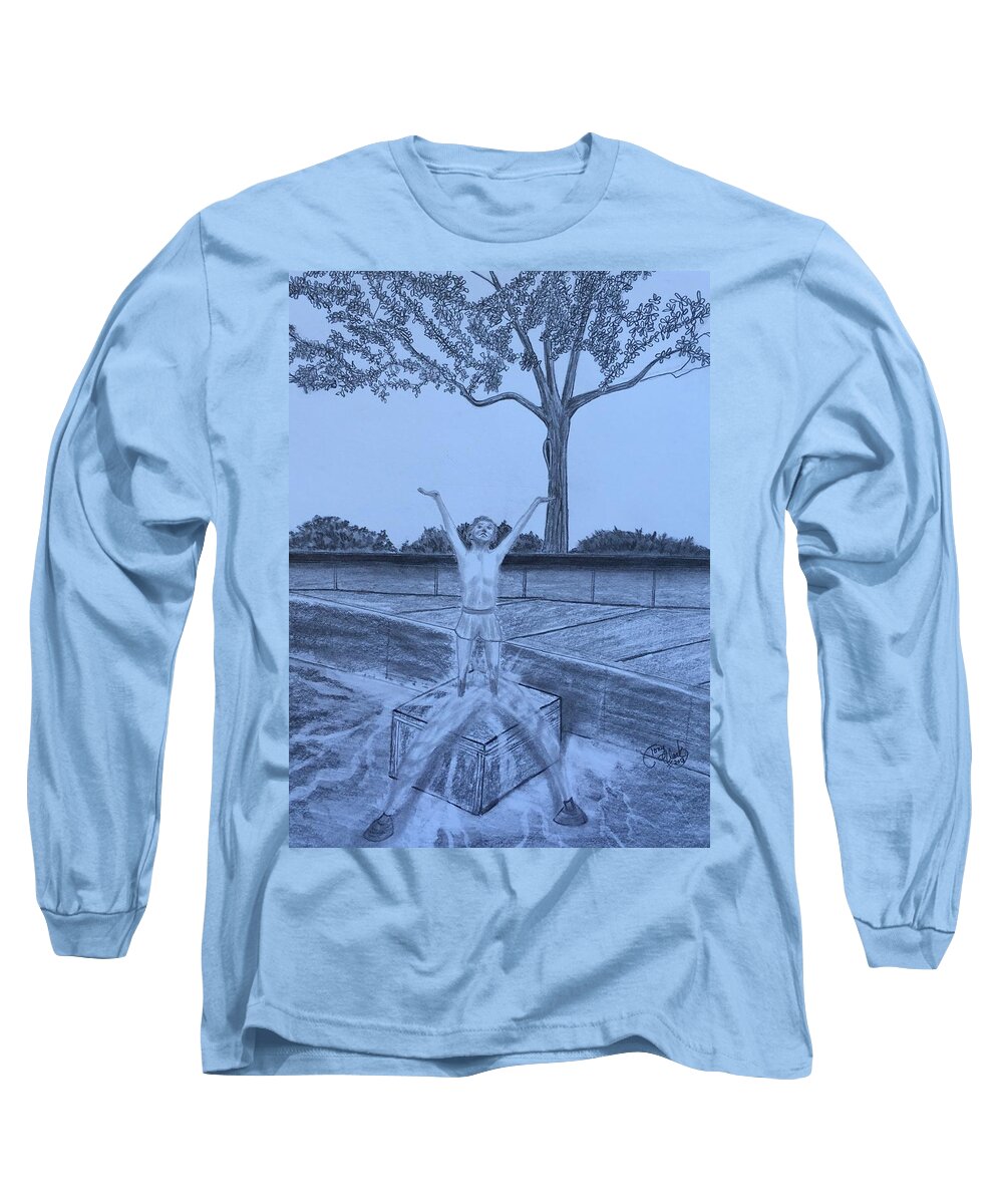 Pencil Long Sleeve T-Shirt featuring the drawing Summertime by Tony Clark