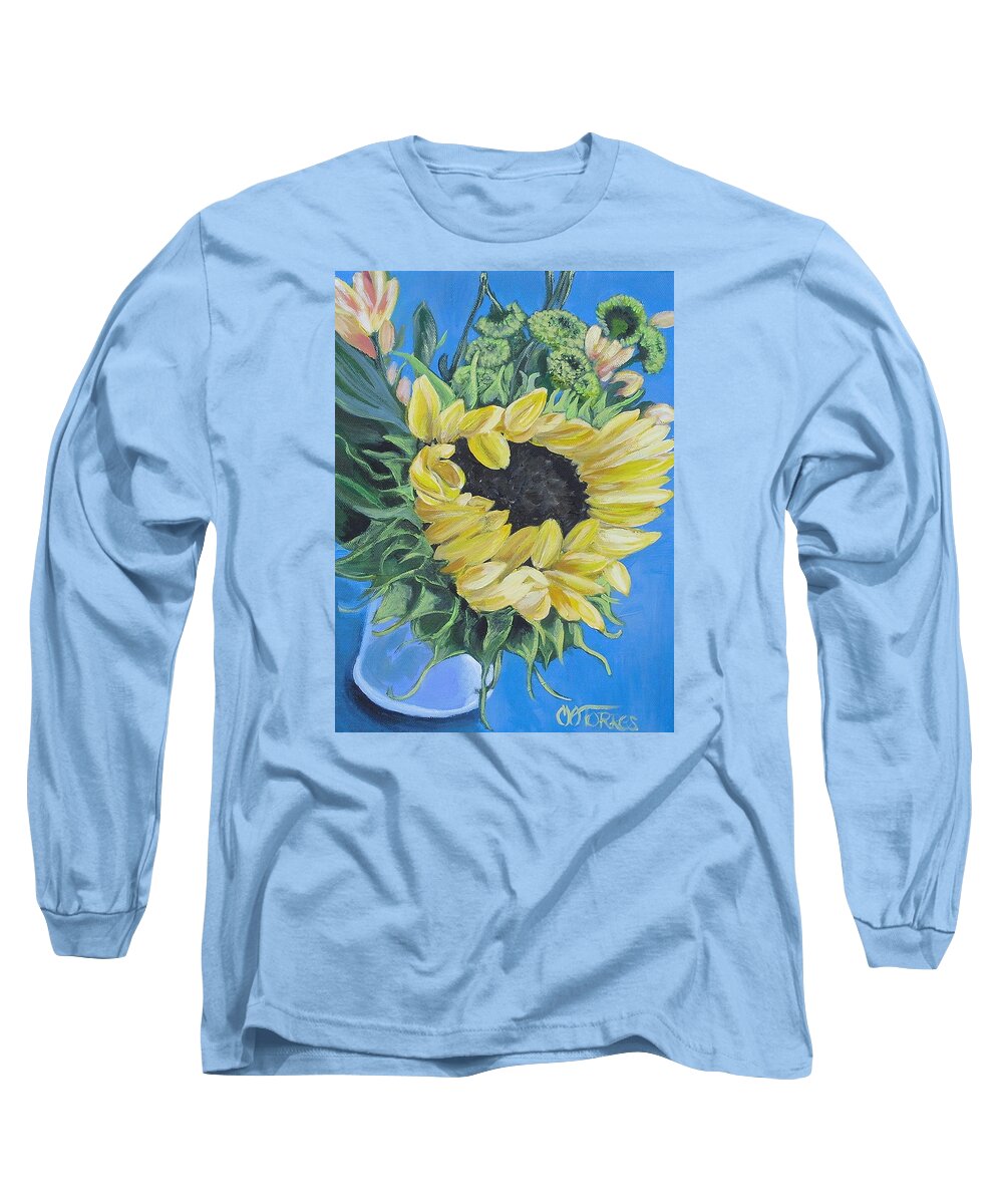 Sunflower Long Sleeve T-Shirt featuring the painting Sunflower by Melissa Torres