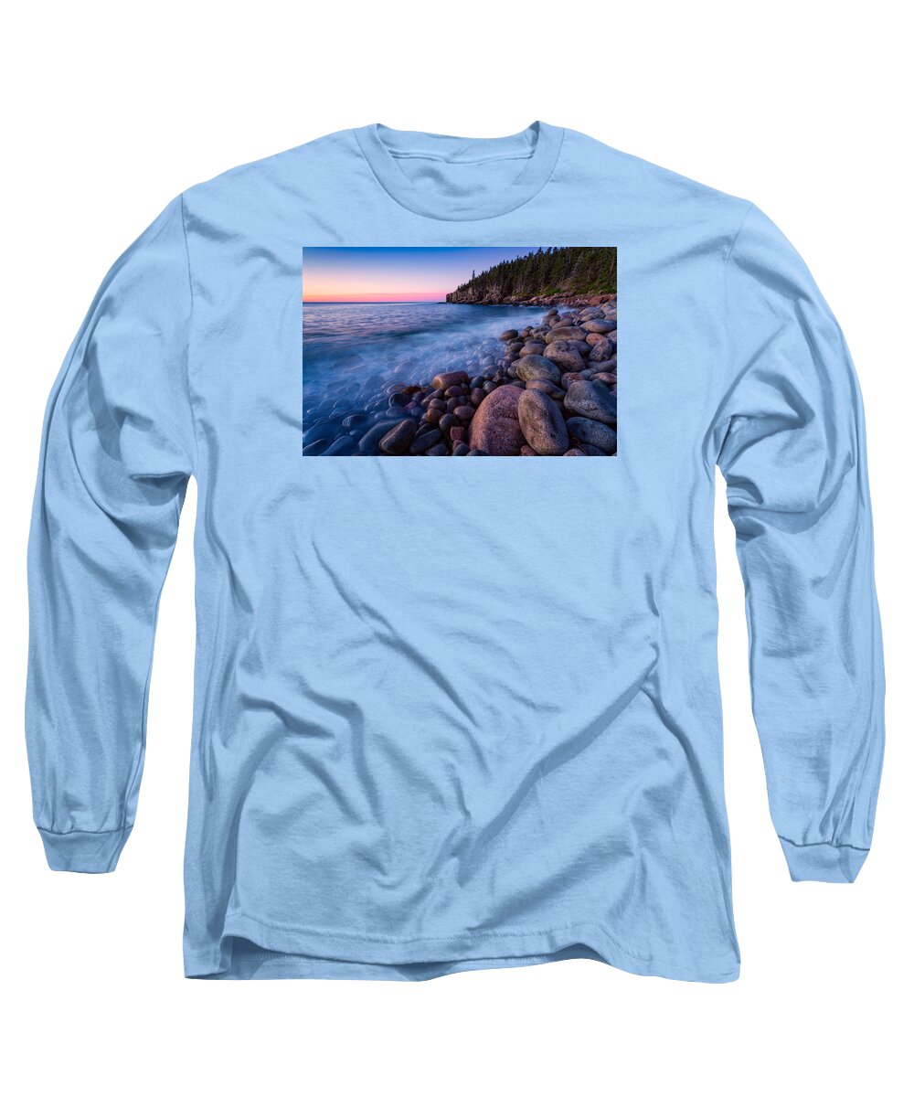 Acadia Long Sleeve T-Shirt featuring the photograph Sunrise At Boulder Beach Acadia NP by Jeff Sinon