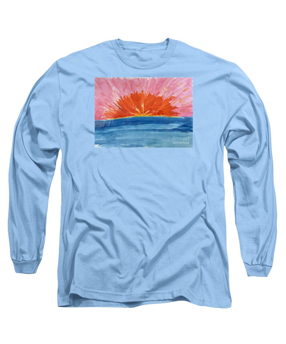 Vibrant Long Sleeve T-Shirt featuring the painting Sunset by Francesca Mackenney