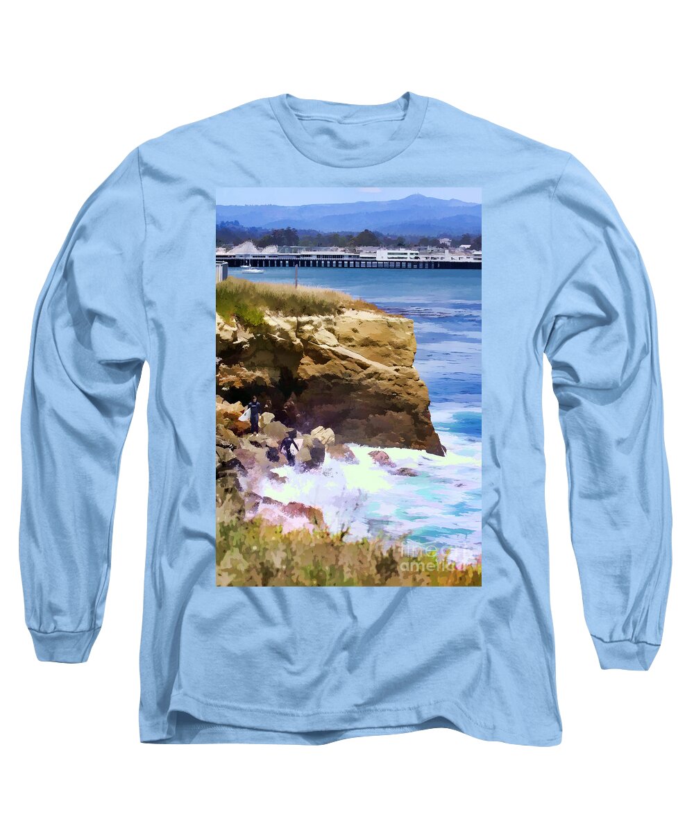 Surfers Long Sleeve T-Shirt featuring the photograph Surf's Up Santa Cruz by Xine Segalas