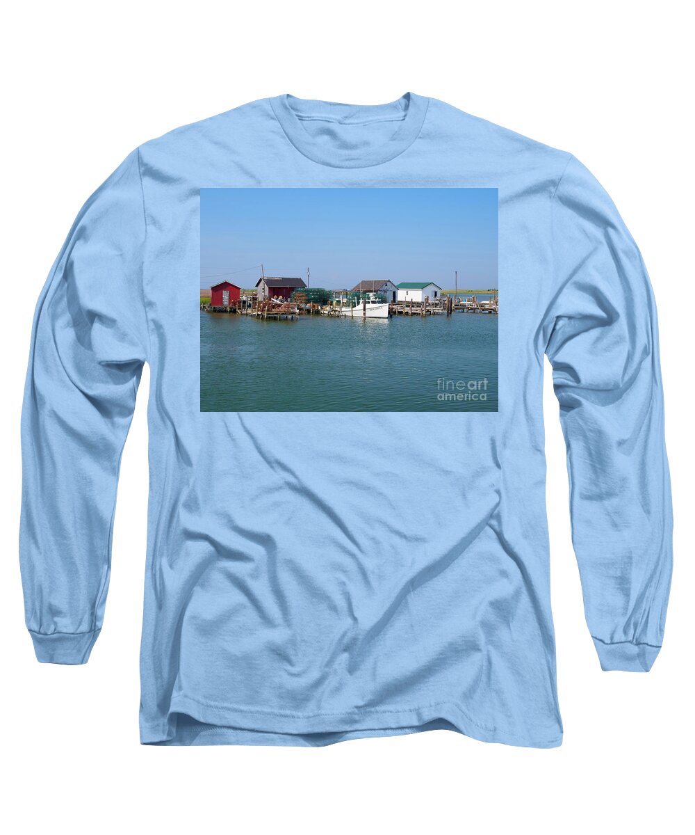 Fishing Huts Long Sleeve T-Shirt featuring the photograph Tangier Island Chesapeake Bay Virginia by Louise Heusinkveld