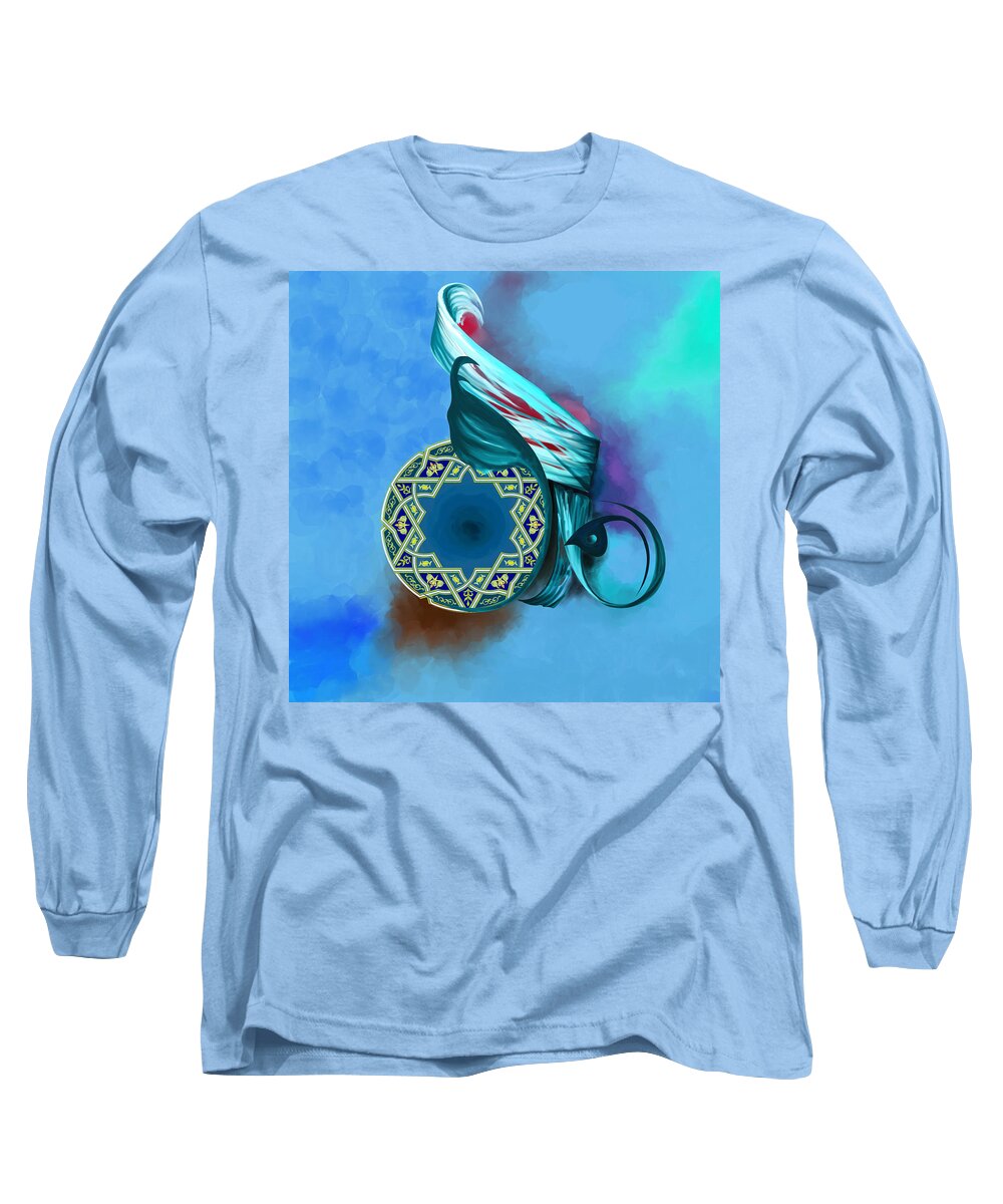 Kufic Calligraphy Long Sleeve T-Shirt featuring the painting TC Calligraphy 31 1 by Team CATF