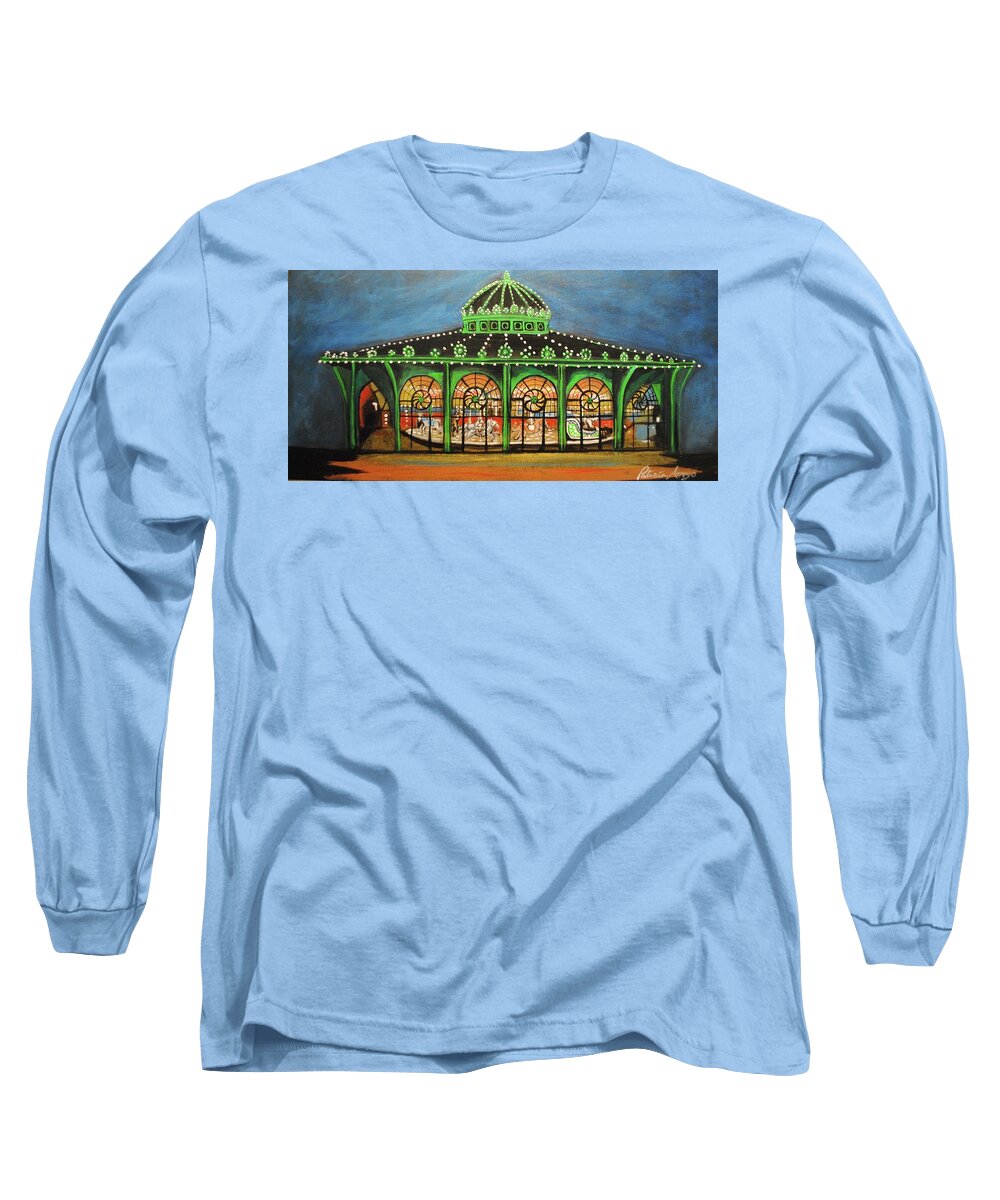 Asbury Park Long Sleeve T-Shirt featuring the painting The Carousel of Asbury Park by Patricia Arroyo