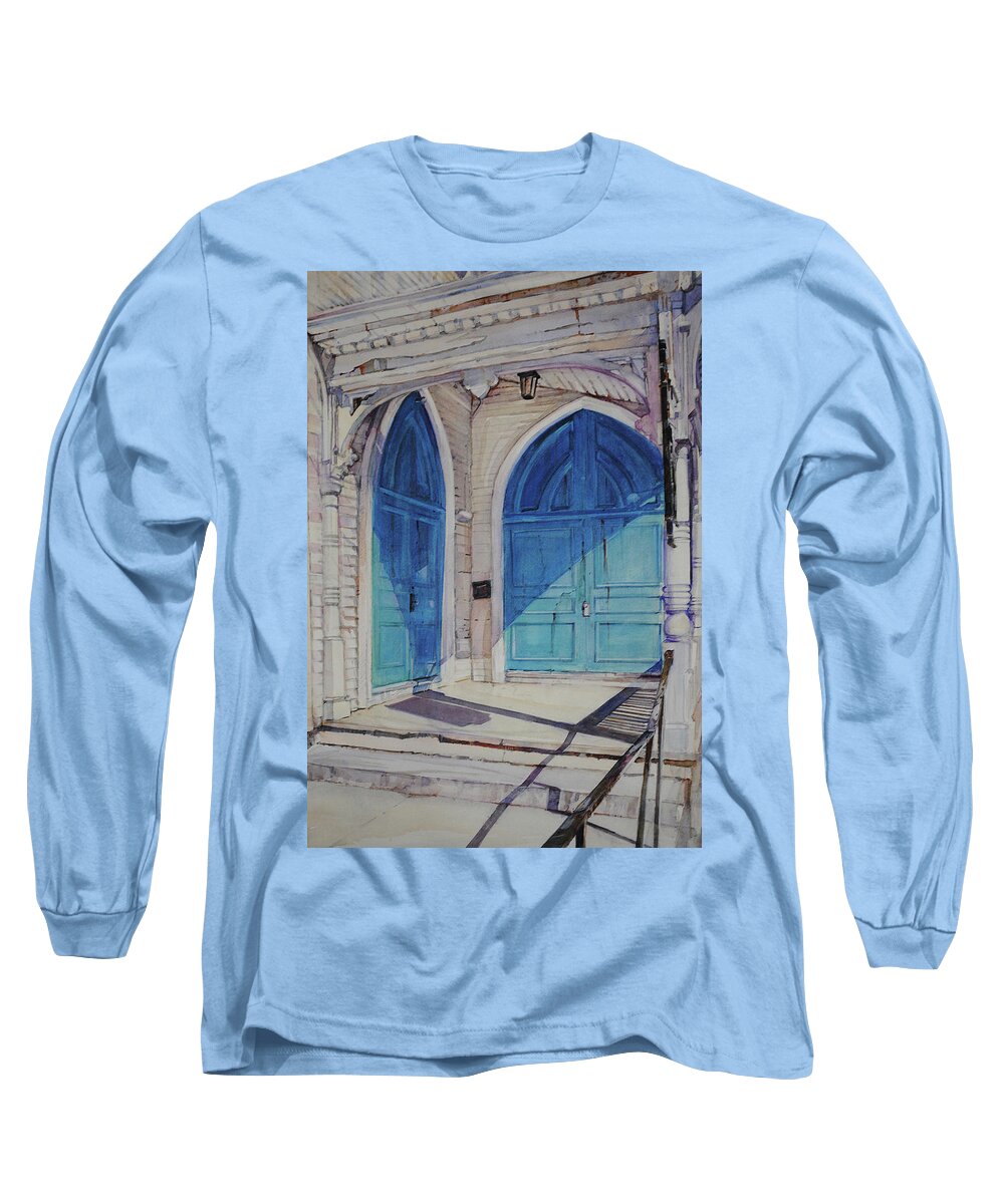 Old Doors Long Sleeve T-Shirt featuring the painting The Doors by P Anthony Visco