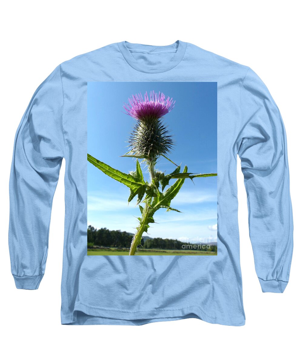 Spear Plume Thistle Long Sleeve T-Shirt featuring the photograph The Flower of Scotland by Phil Banks
