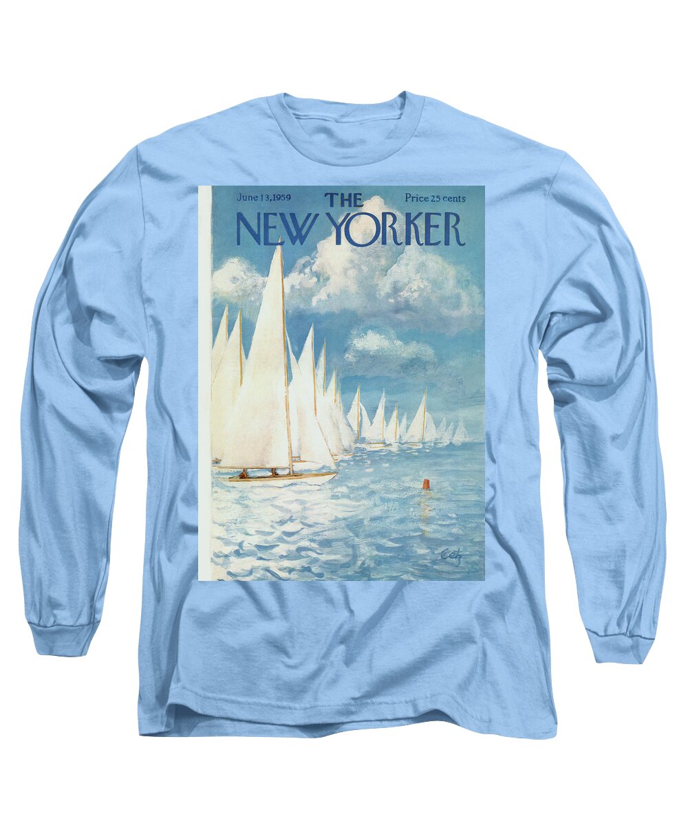 Arthur Long Sleeve T-Shirt featuring the painting New Yorker Cover - June 13th, 1959 by Arthur Getz