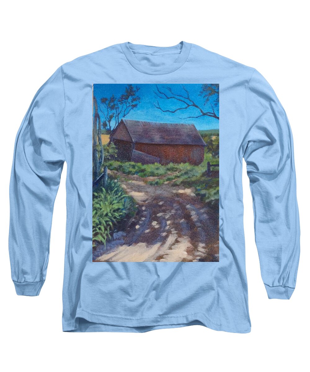 Landscape Long Sleeve T-Shirt featuring the painting The Old Homestead by Sharon Cromwell