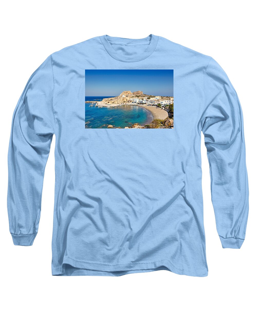 Finiki Long Sleeve T-Shirt featuring the photograph The village Finiki in Karpathos - Greece by Constantinos Iliopoulos