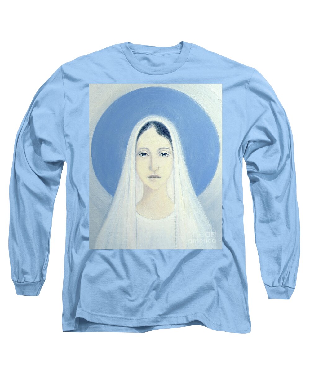 The Virgin Mary Long Sleeve T-Shirt featuring the painting The Virgin Mary by Elizabeth Wang