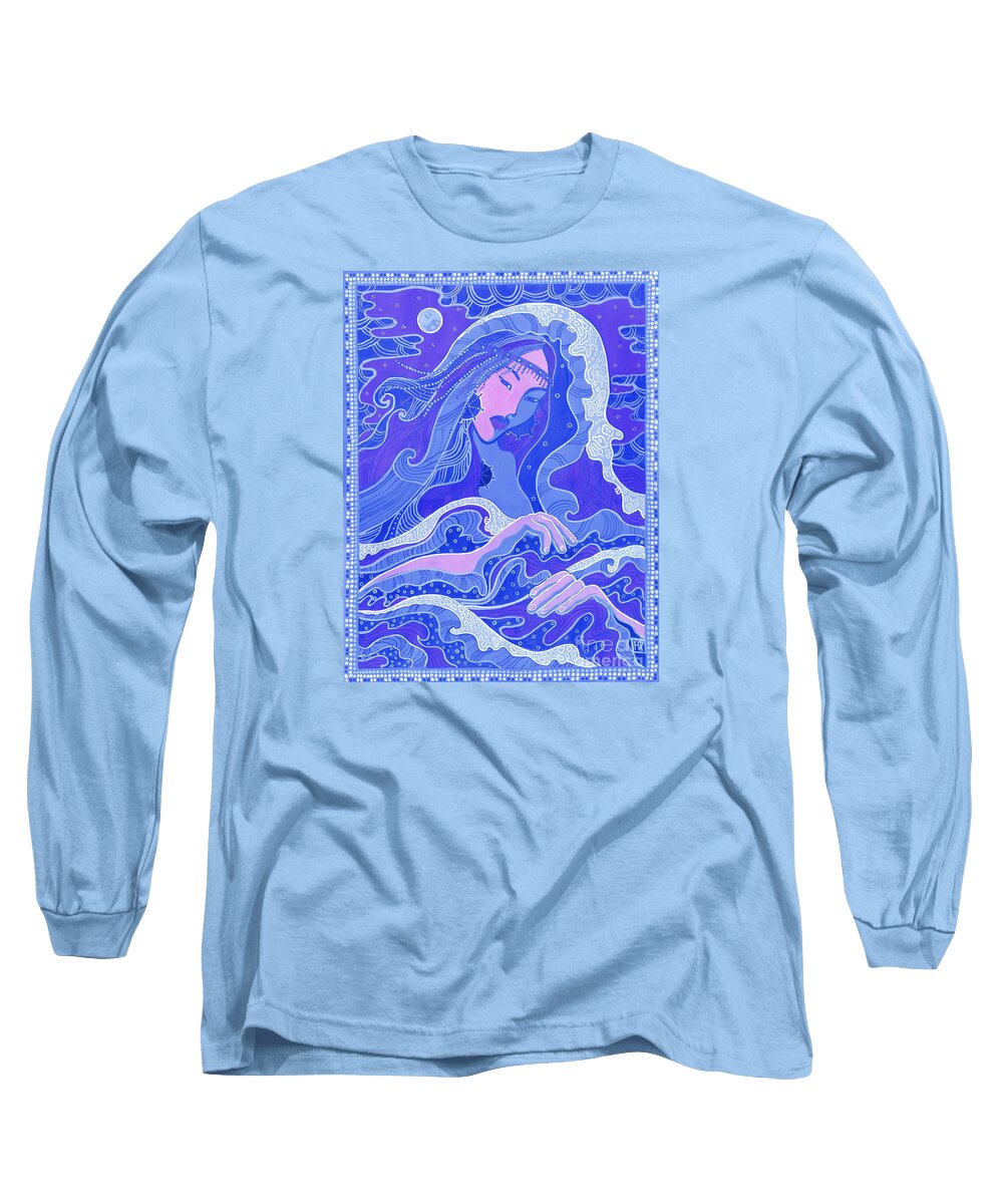 Fantasy Long Sleeve T-Shirt featuring the painting The Wave by Julia Khoroshikh