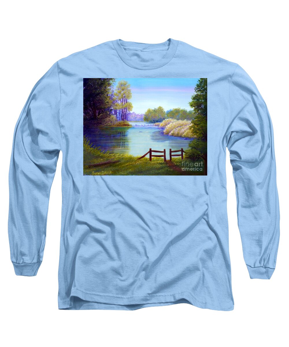 Landscape Long Sleeve T-Shirt featuring the painting Tranquil View by Sarah Irland