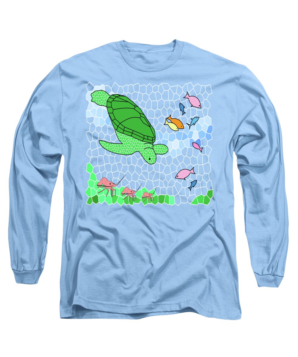 Turtle And Friends Long Sleeve T-Shirt featuring the painting Turtle and Friends by Two Hivelys