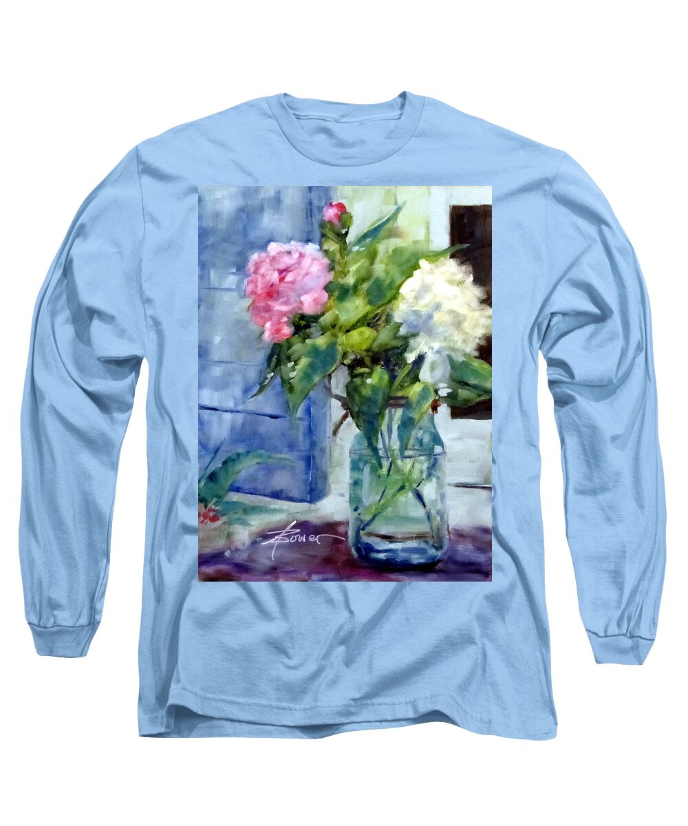 Flowers Long Sleeve T-Shirt featuring the painting Two Beauties and A Bud by Adele Bower