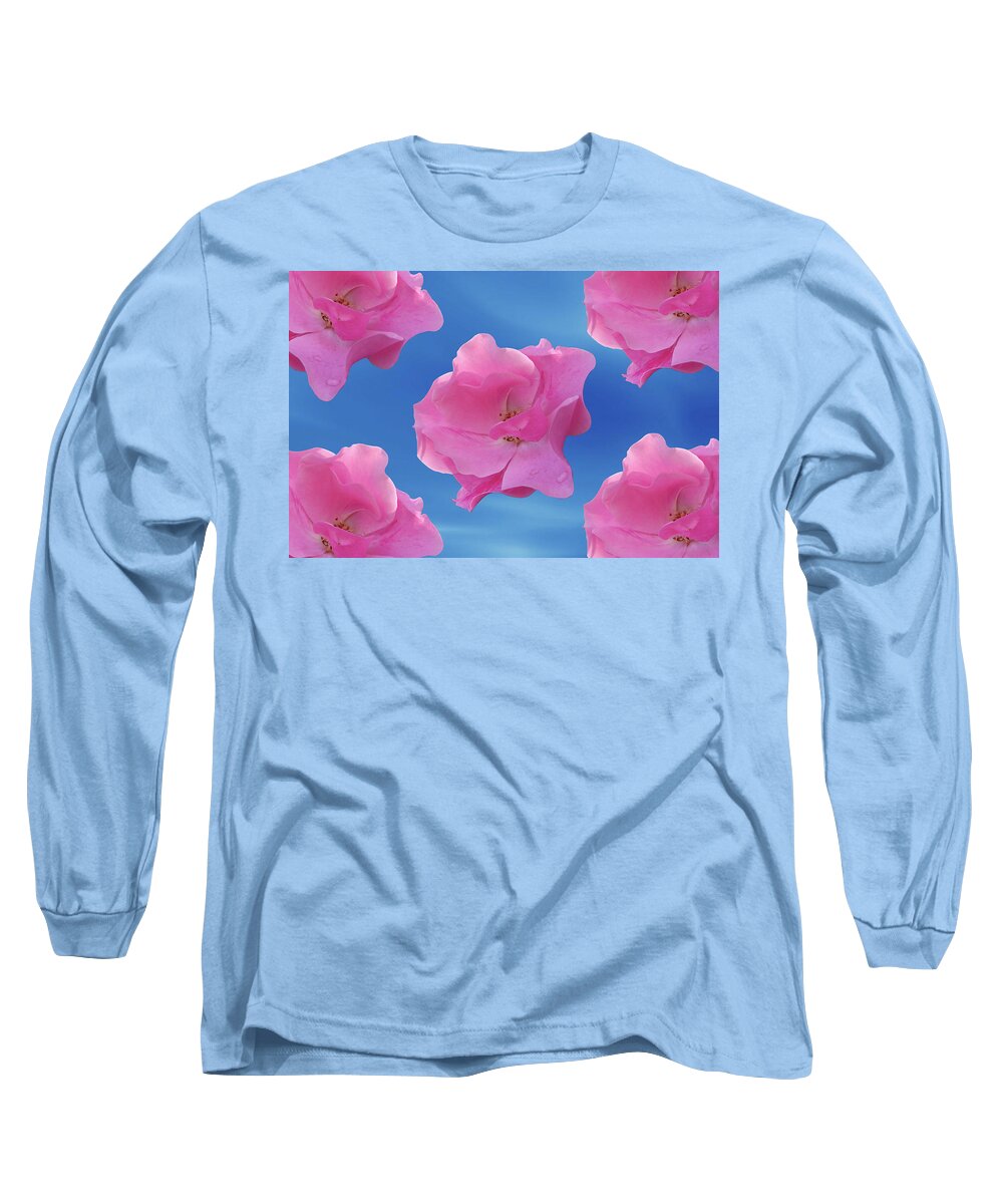 Blossom Long Sleeve T-Shirt featuring the photograph Two Rose Flower by Ridwan Photography