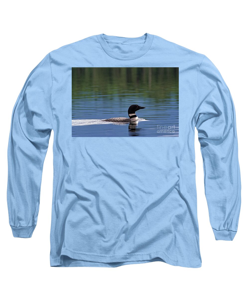 Common Loon Long Sleeve T-Shirt featuring the photograph Common loon on Crawford Pond, Union, Maine, USA by Kevin Shields