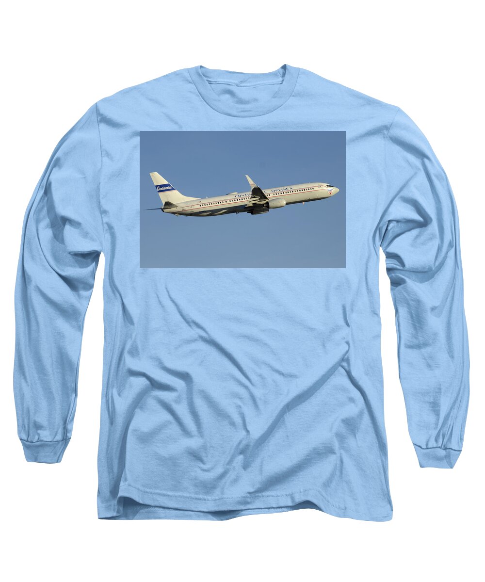 Airplane Long Sleeve T-Shirt featuring the photograph United Boeing 737-924 N75436 Retro Continental Phoenix Sky Harbor December 9 2015 by Brian Lockett