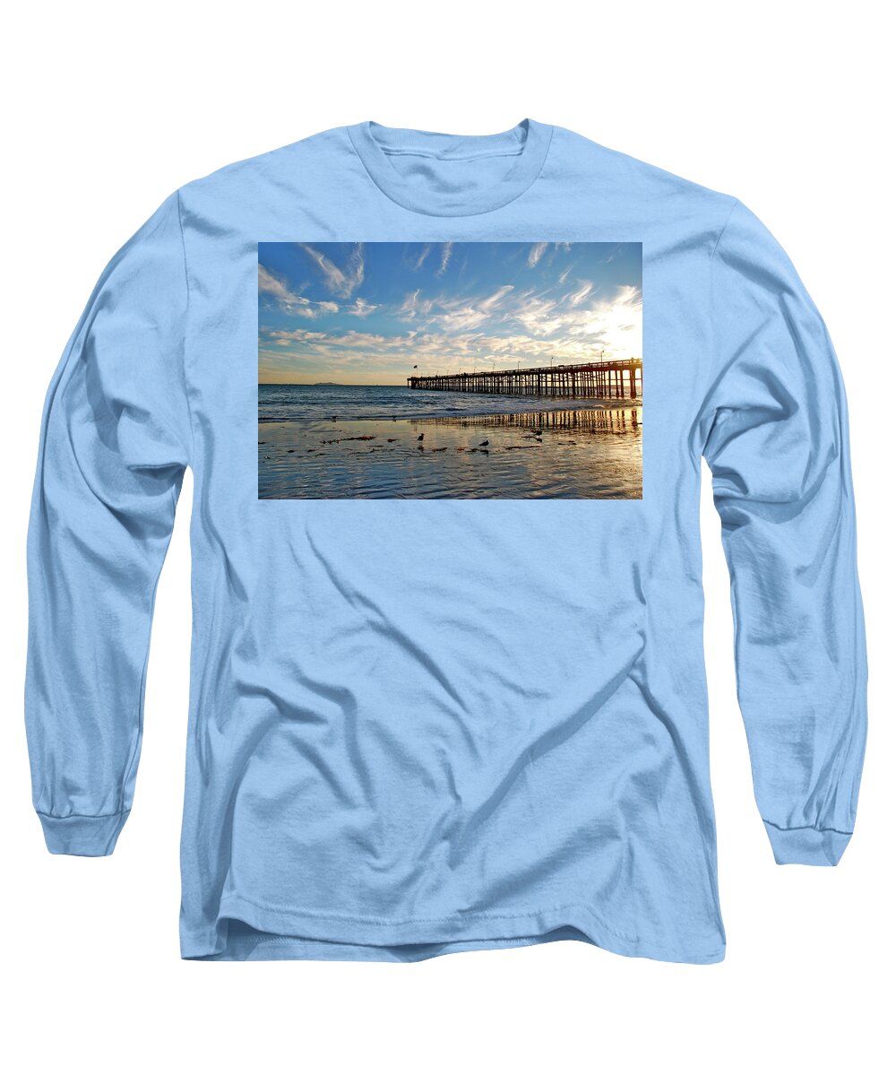  Long Sleeve T-Shirt featuring the photograph Ventura Pier at Sunset by Liz Vernand