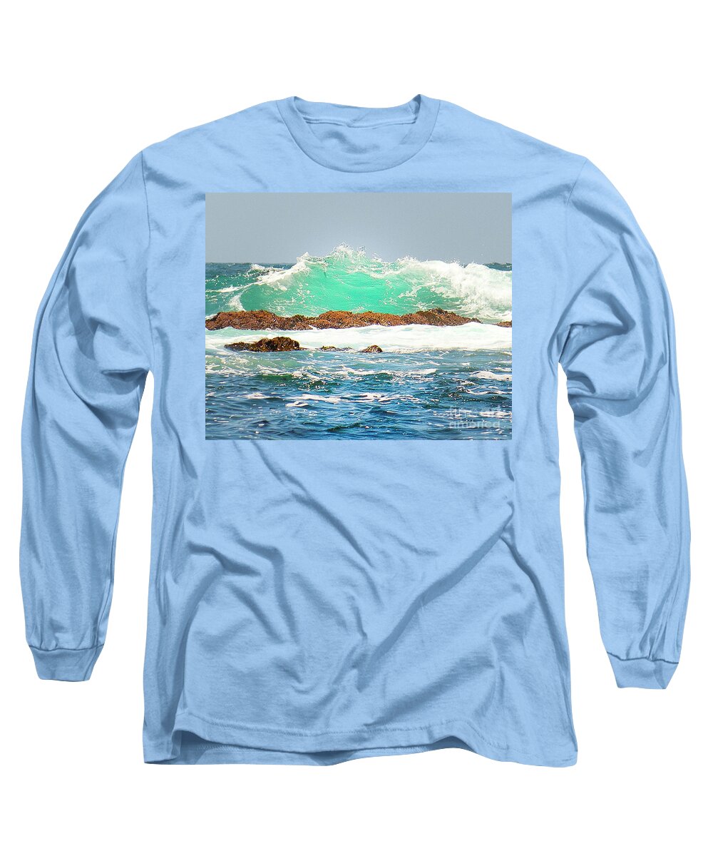 Waves Long Sleeve T-Shirt featuring the photograph Waves at Pacific Grove California by Artist and Photographer Laura Wrede