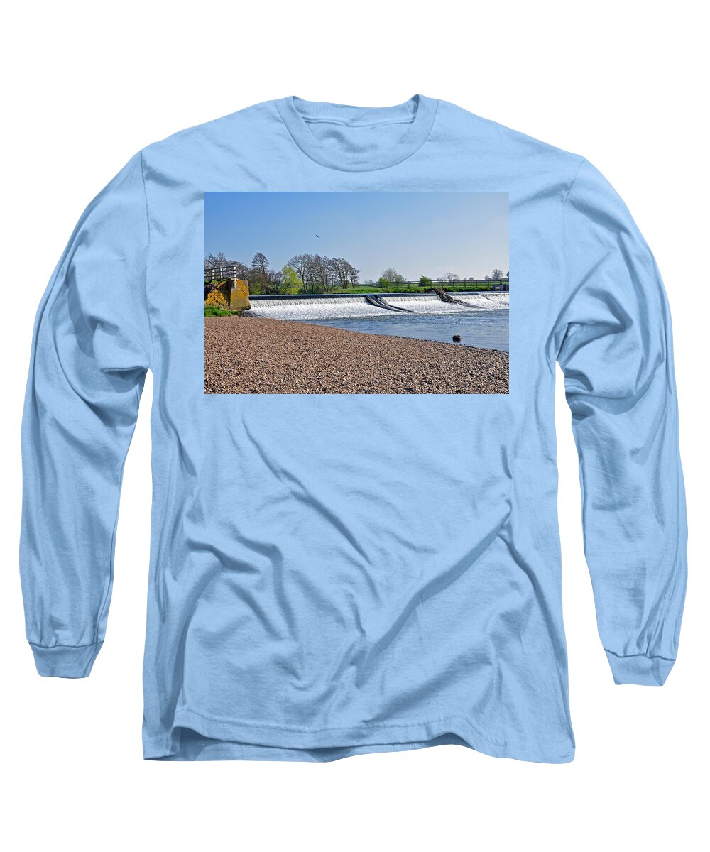 Europe Long Sleeve T-Shirt featuring the photograph Weir on the River Dove near Tutbury by Rod Johnson