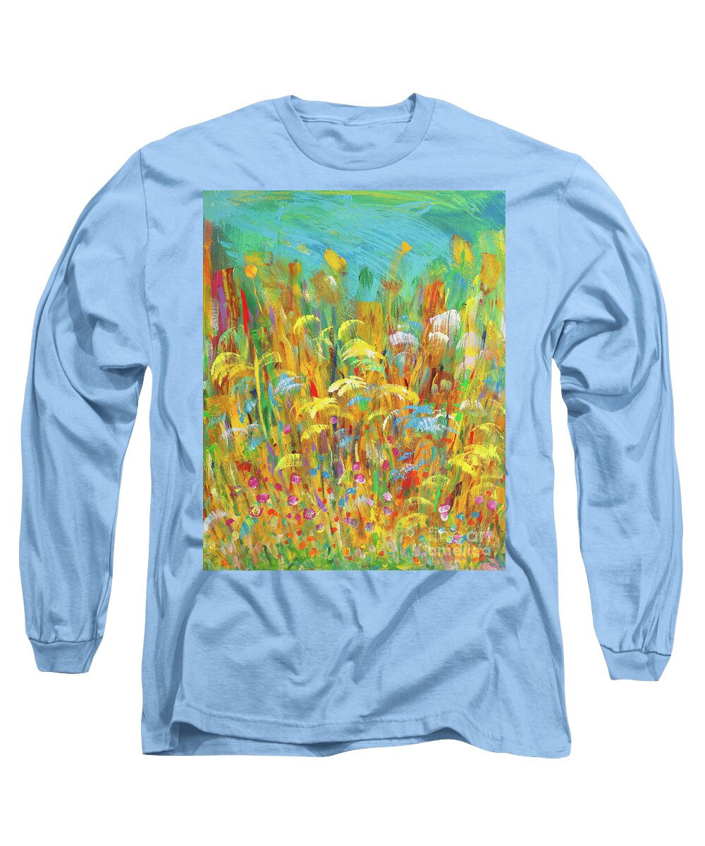 Wildflowers Long Sleeve T-Shirt featuring the painting Wildflowers by Bjorn Sjogren