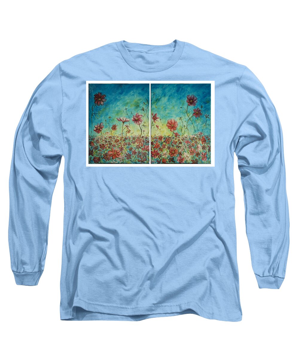 Flowers Long Sleeve T-Shirt featuring the painting Wind Dancers by Nik Helbig