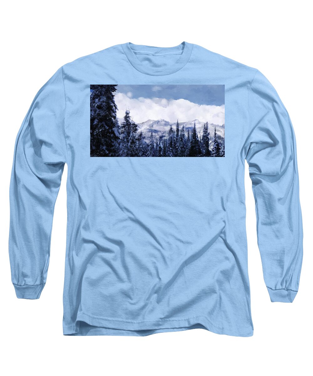 Beautiful Long Sleeve T-Shirt featuring the digital art Winter at Revelstoke by Debra Baldwin